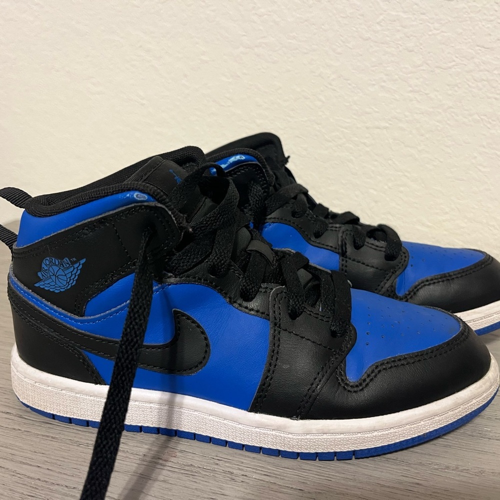 Air Jordans Mid Royal Blue and Black (Kids Size 2Y)